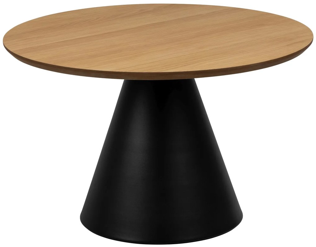 BOSCO Prírodný dub / čierna noha – OKRÚHLY KÁVOVÝ STOLÍK 65 cm, KONFERENČNÝ STOLÍK DO OBÝVAČKY, DYHA