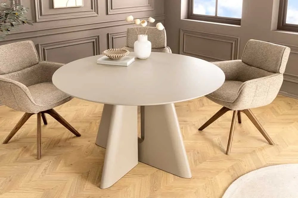 Okrúhly jedálenský stôl Yenibeth 120 cm sivo-béžový
