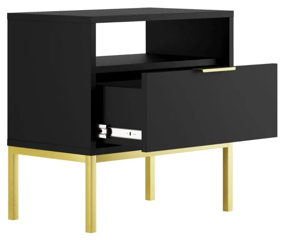 Nočný stolík Austin čierna/zlatá
