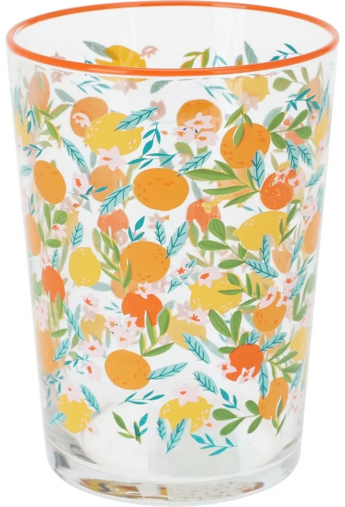4-dielna súprava pohárov Flowers & Fruits 510 ml, oranžová