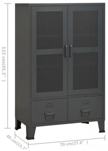 vidaXL Industriálna skladovacia skrinka antracitová 70x40x115 cm kov-