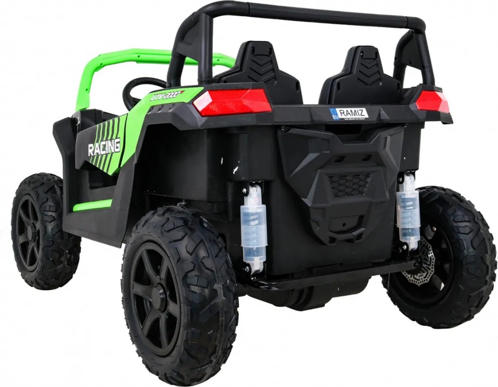 Ramiz Silná pretekárska štvorkolka pre 2 deti Zelená + Bezkartáčový motor + Nafukovacie kolesá + LED zvuk