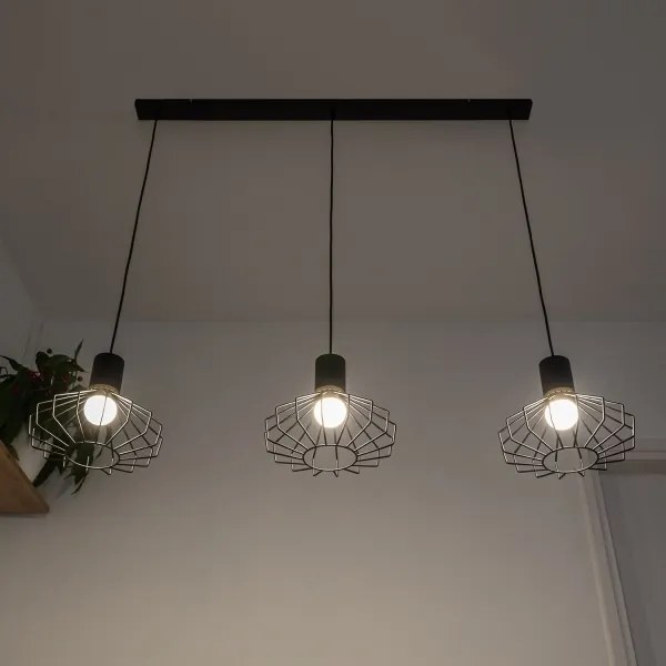 Luster na lanku SOLANO 3xE27/15W/230V čierna/zlatá