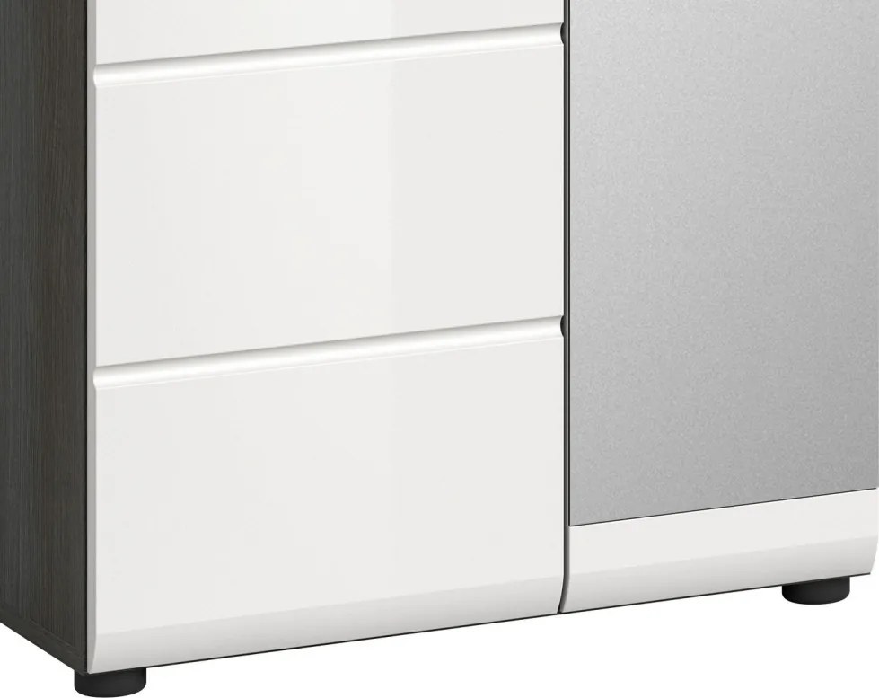 Predsieňová skriňa so zrkadlom Salsa, šedý dub/biely lesk