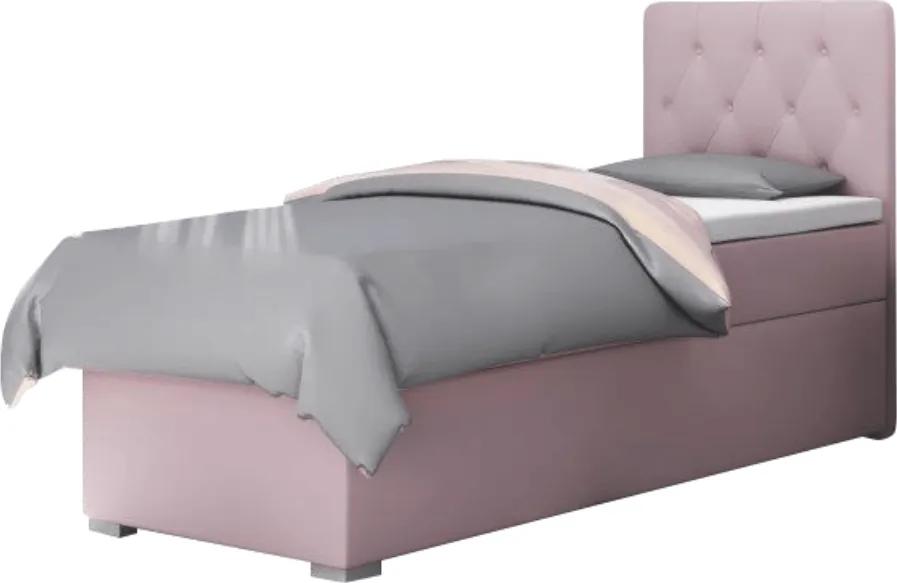 Boxspringová posteľ, jednolôžko, staroružová, 90x200, pravá, ESHLY