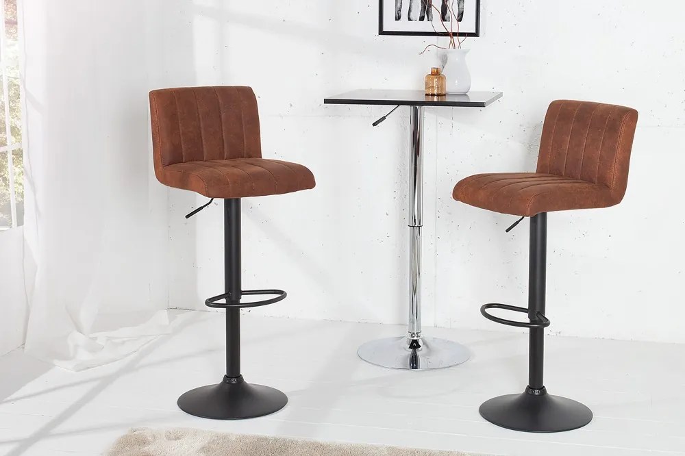 Bighome - Barová stolička PORTER - vintage hnedá, čierna