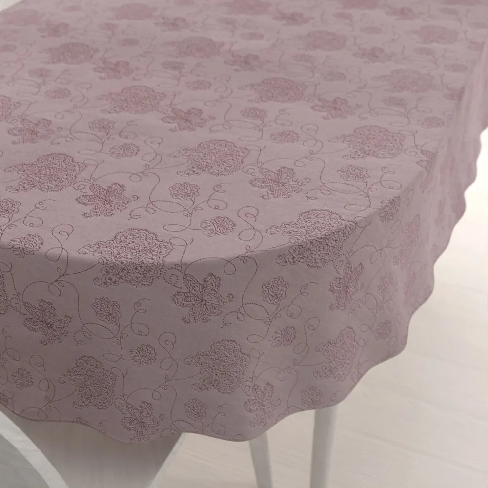 Biante Teflónový oválny obrus TF-077 Kvetované ornamenty na staroružovom 60x100 cm