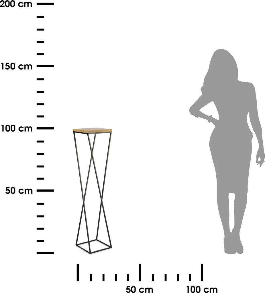 STOJAN NA KVETINÁČ LOFT7 100X24X24 CM ČIERNA/HNEDÁ