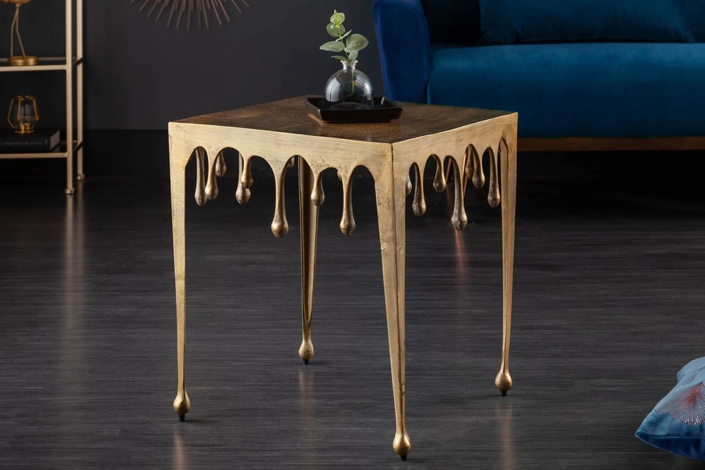 Bighome - Príručný stolík LIQUIDE 46 cm - zlatá