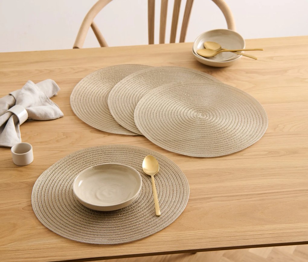 Prestierania, 4 ks, okrúhle, zlatá farba