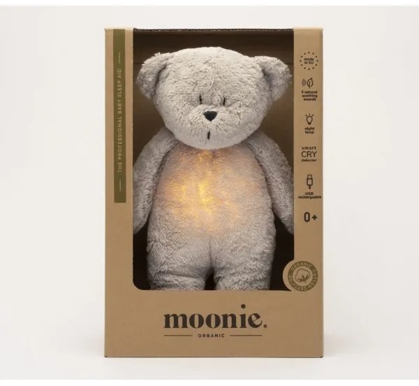 Moonie - Uspávadlo s melódiou a svetlom medvedík 2.0 organic grey