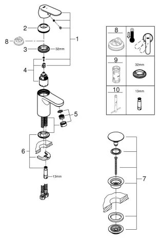 GROHE 23586LS0 - Umývadlová batéria GET veľkosť S biela