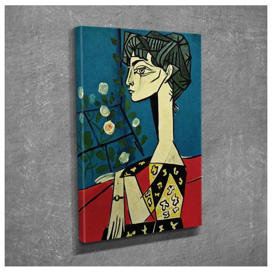 Nástenná reprodukcia na plátne Pablo Picasso Jacqueline with Flowers, 30 × 40 cm