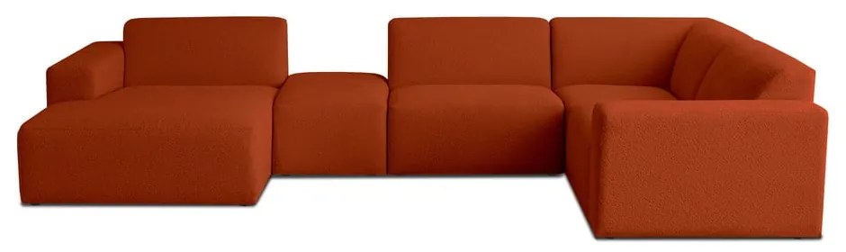 Rohová pohovka z textílie buklé v tehlovej farbe (do "U") Roxy – Scandic