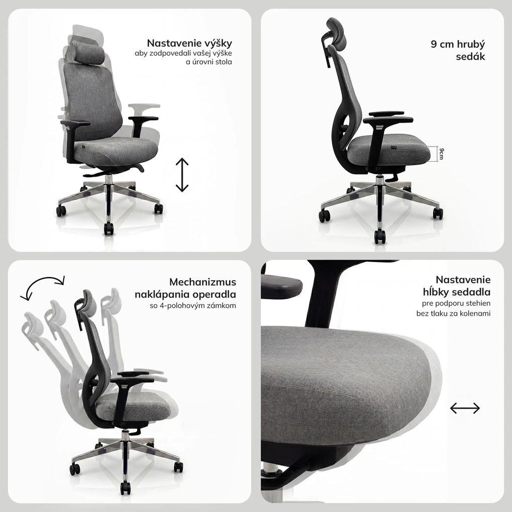 Ergonomická kancelárska stolička tmavosivá AXIS