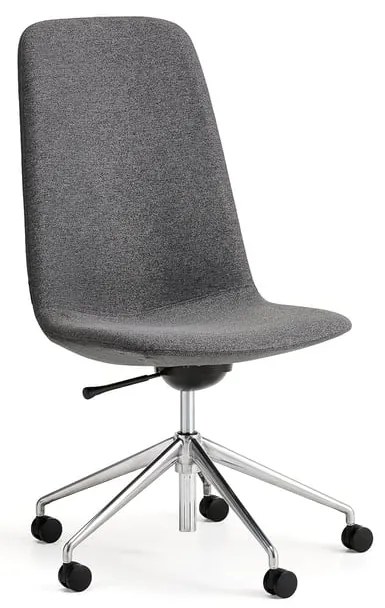 Stolička LANGLEY, stredný sedák, s kolieskami, brúsený hliník/antracit