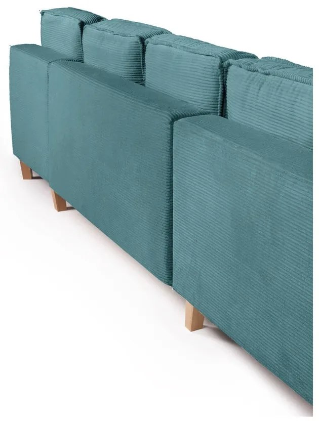 Tyrkysovomodrá menčestrová rozkladacia rohová pohovka (ľavý roh/do tvaru "U") Tori – Bonami Selection