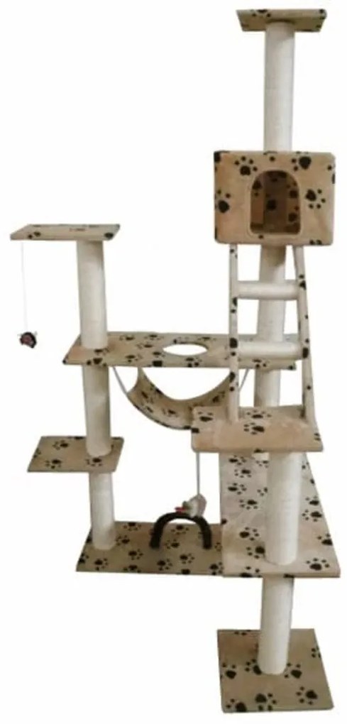vidaXL Škrabadlo pre mačky 184 cm krémový s odtlačkami labiek