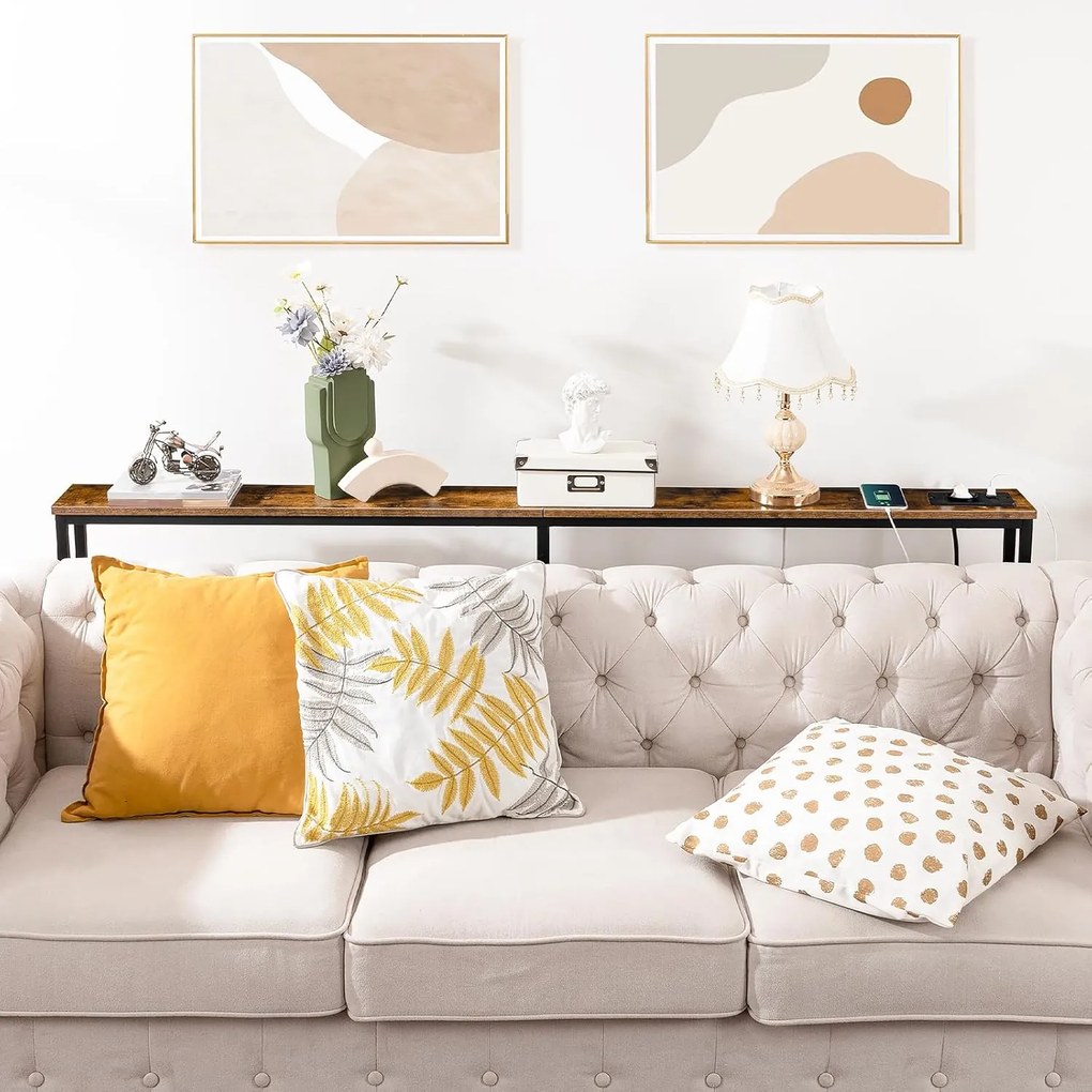 Konzolový stolek Vasagle Nerry s nabíjecí stanicí 180 cm černý/hnědý