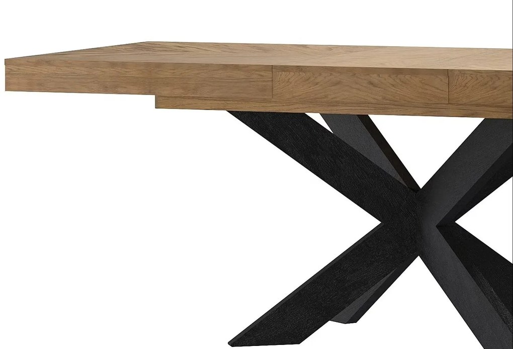Jedálenský rozkladací stôl Cozy 39 z masívu 160/210 cm dub Rustikal/čierny
