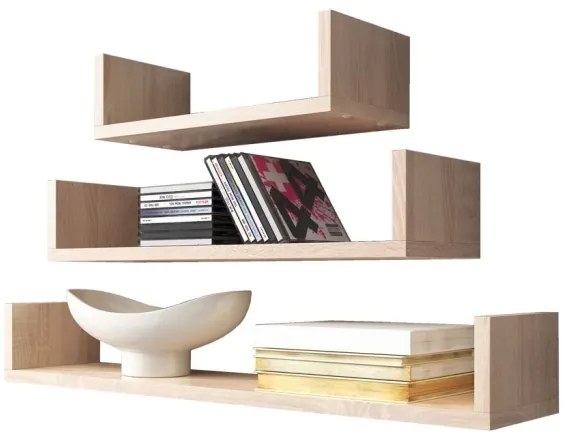 SADA 3x Nástenná polica TRIO dub sonoma