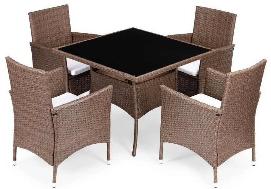 ZÁHRADNÝ SET CANIS 4 x KRESLO + HRANATÝ STÔL