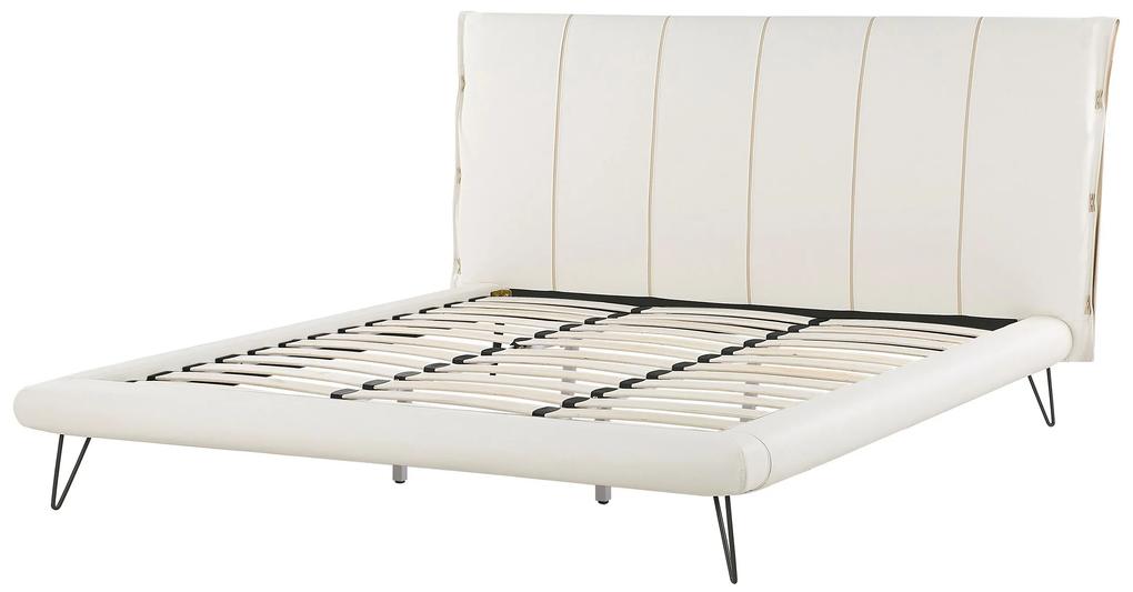 Biela posteľ z umelej kože 180 x 200 cm  BETIN Beliani