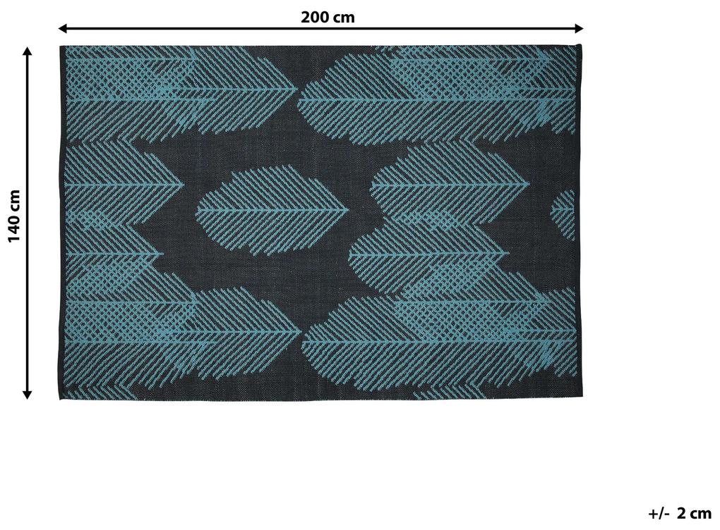 Obojstranný vonkajší koberec 140 x 200 cm čierna/modrá MEZRA Beliani