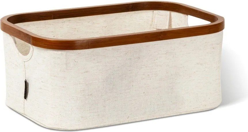 Krémový látkový úložný box 38x26x16 cm Bamboo/Linen – Bigso