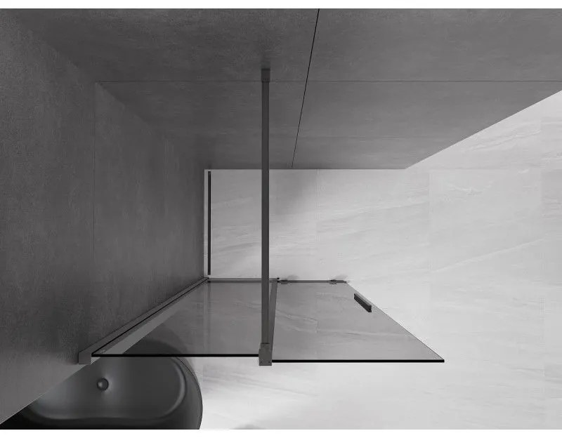 Mexen Velar, sprchová zástena s posuvnými dverami Walk-in 100 x 200 cm, 8mm šedé sklo, brúsený grafit, 871-100-000-43-95