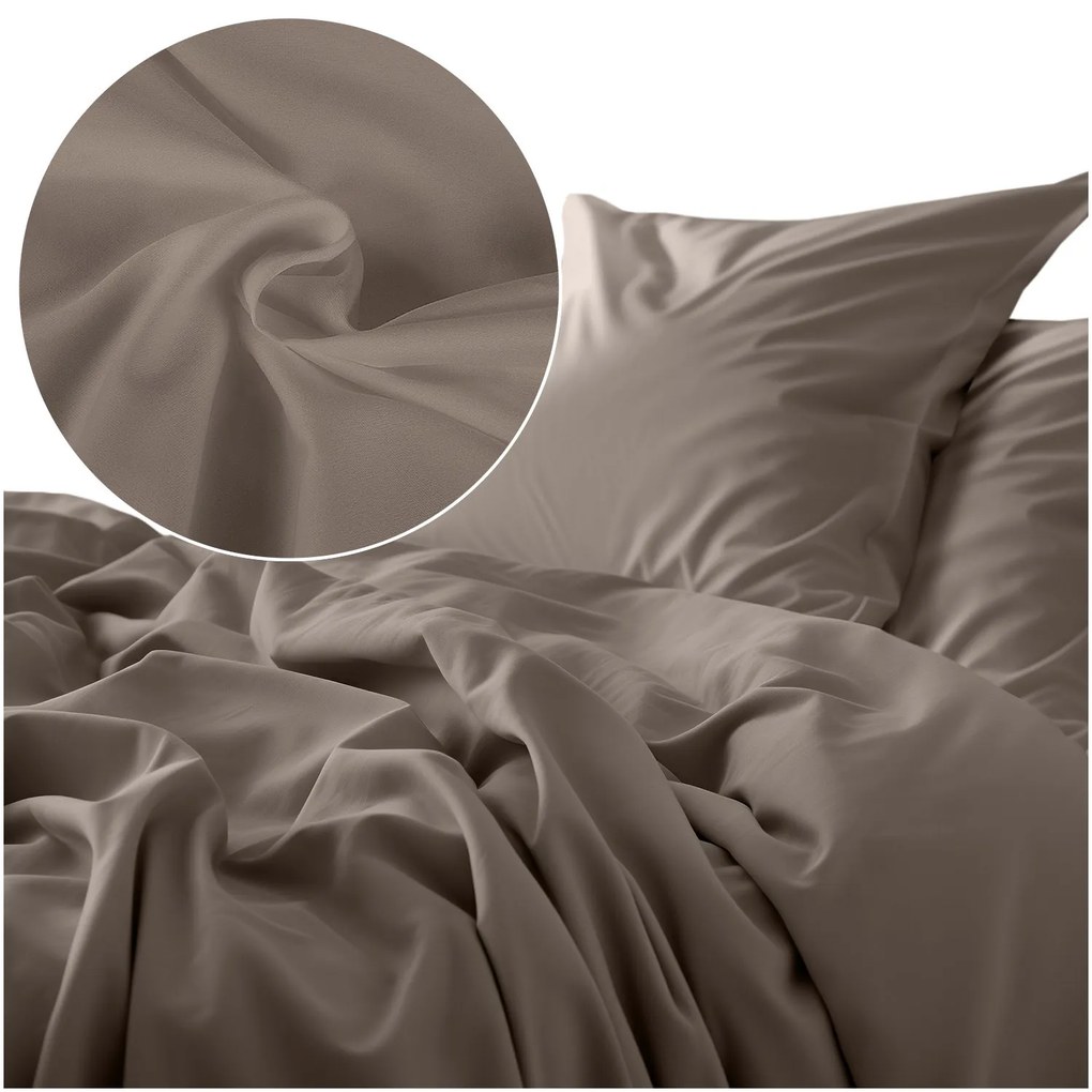 SATÉNOVÉ OBLIEČKY SATYNLOVE CLASSIC 180X200 CM, 2KS 70X80 CM TMAVOBÉŽOVÉ
