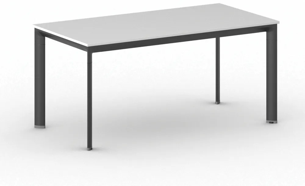 Kancelársky stôl PRIMO INVITATION, čierna podnož, 1600 x 800 mm, biela