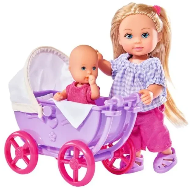 Bábika Evička doll walk, s kočiarikom, 2druhy