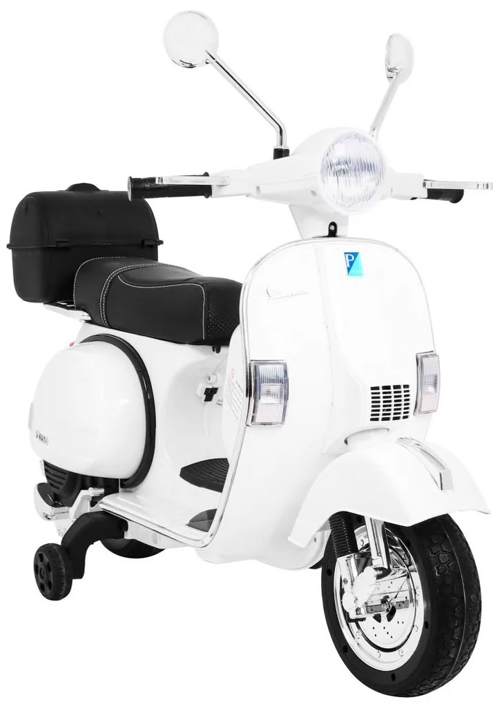 RAMIZ Elektrická motorka Vespa  biela - 2x12V/ 25W - 12V7Ah - 2023