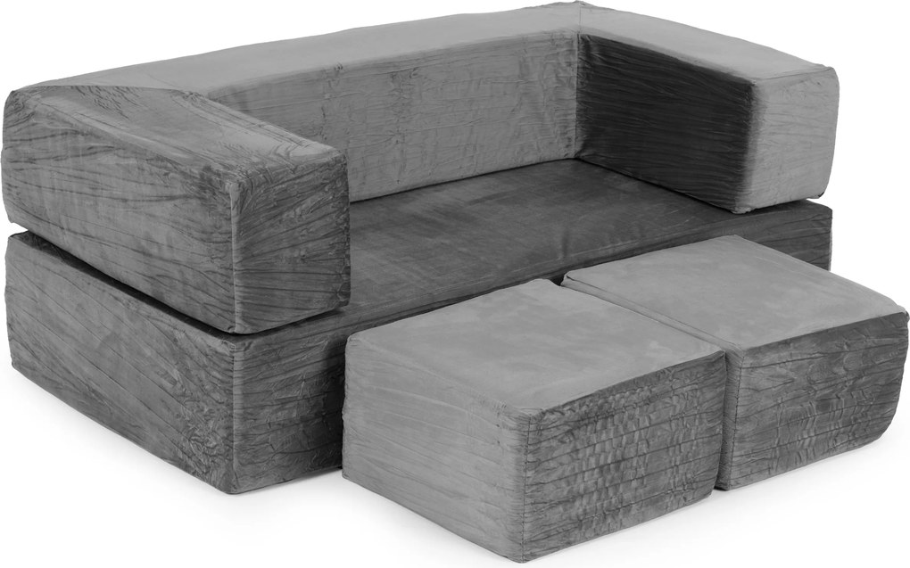 Detská modulárna sedačka 4 diely ECOTOYS – sivá, rozložiteľná s prateľnými poťahmi