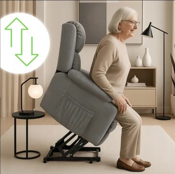 Masážne kreslo s funkciou vstávania MARCOS sivé