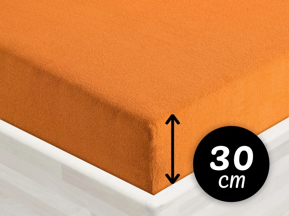 Froté napínacie prestieradlo na vysoký matrac FR-006 Oranžové 200 x 200 - výška 30 cm