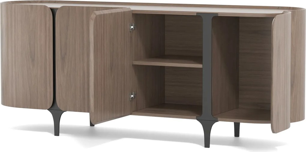 Komoda Sileno 200 cm ořech/černá