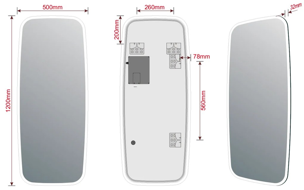 Sapho Sapho, TONG zrkadlo s LED osvetlením 50x120cm, TN5012