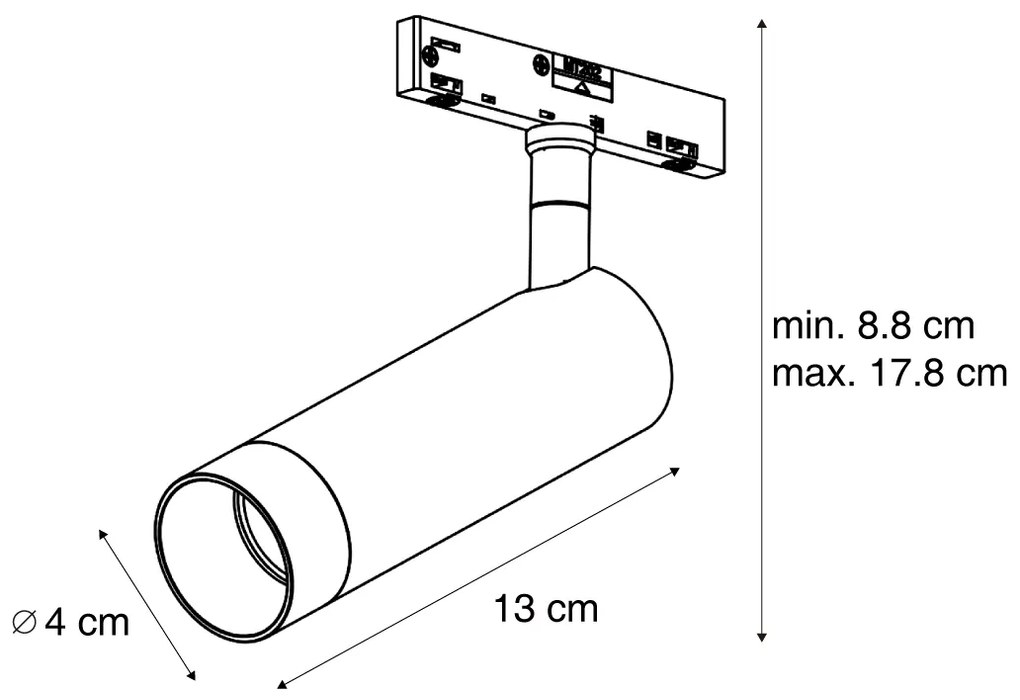 Moderný reflektor čierny pre 1-fázový koľajnicový systém GU10 35mm - Slimline Uzzy