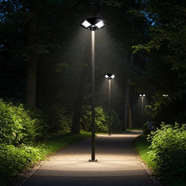 LED solárna pouličná lampa so senzorom LED/15W/6V 6500K IP65 čierna + diaľkové ovládanie