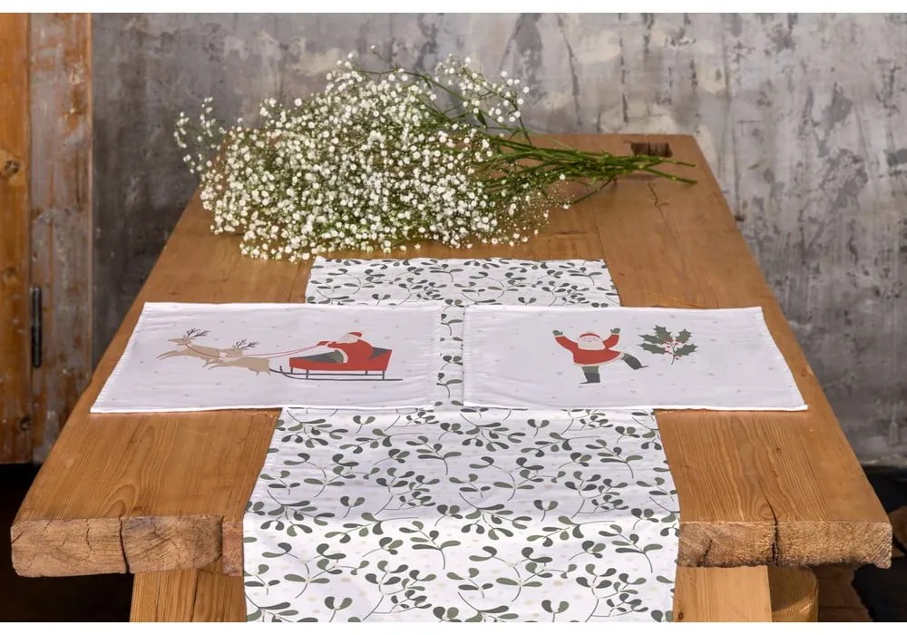 Bavlnený behúň na stôl 40x140 cm Santa Likes Mistletoe – Butter Kings