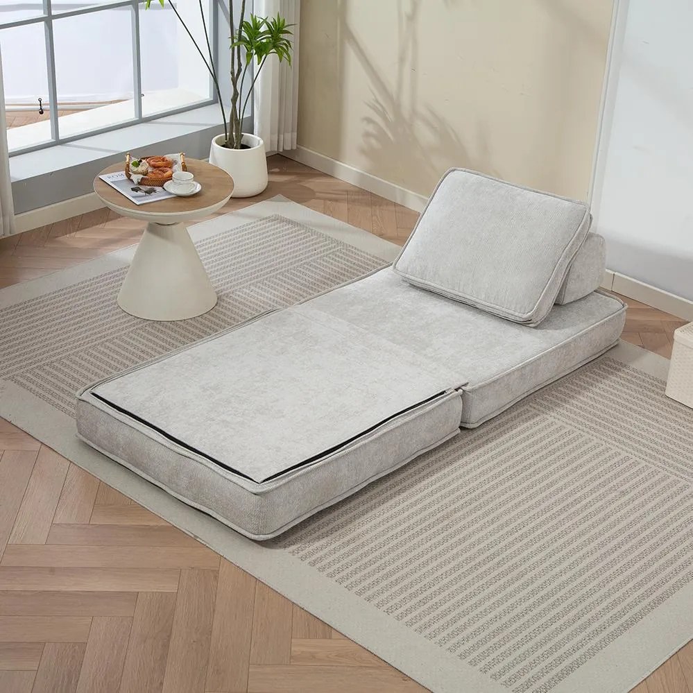 Rozkladacia penová sofa CALMERO - svetlo sivá