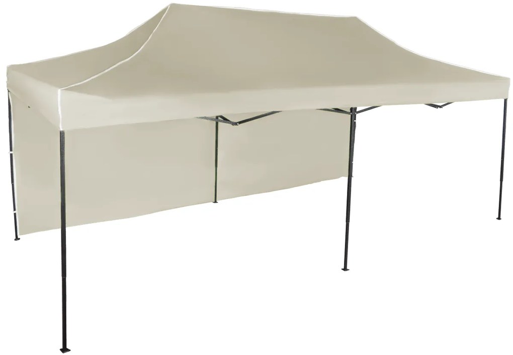 Rýchlorozkladací nožnicový stan 3x6m – oceľový, 1 bočná plachta, Béžová