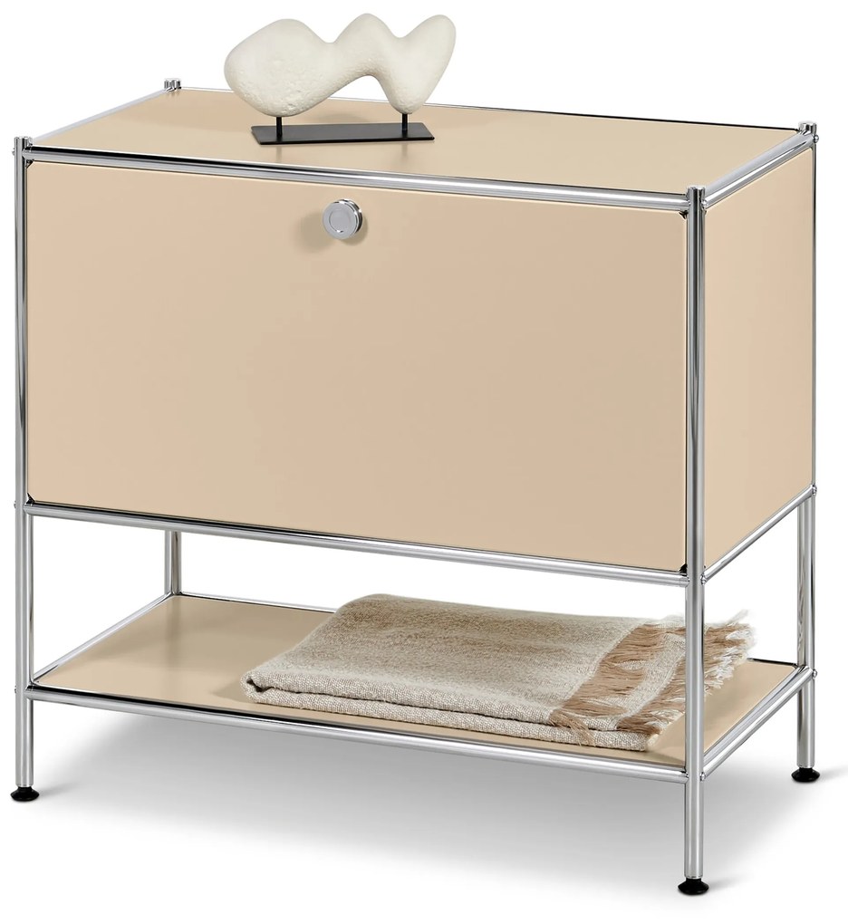 Kovová odkladacia skrinka »CN3« s výklopnými dvierkami, béžová