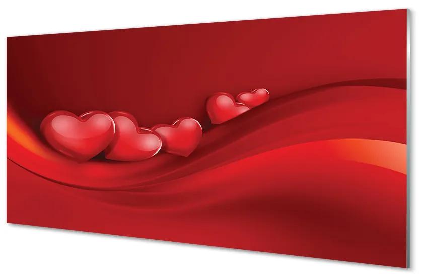 Obraz na skle Červené srdce pozadia 100x50 cm