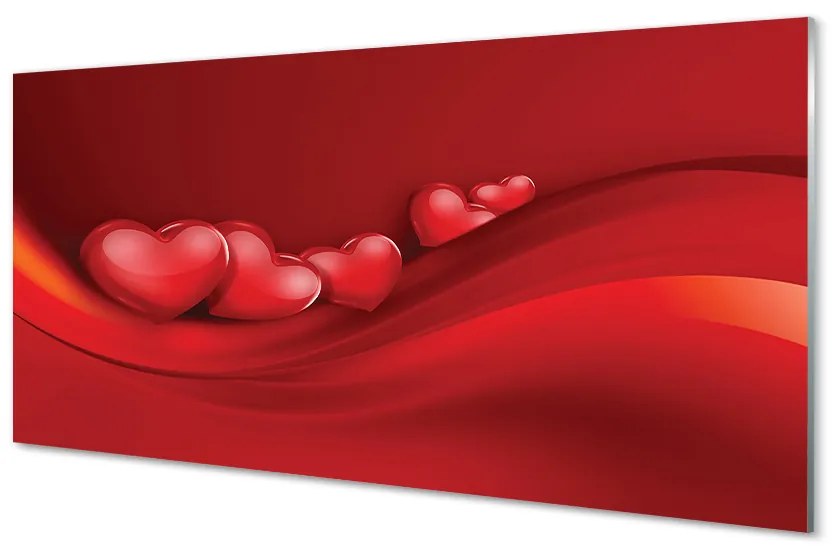 Obraz na skle Červené srdce pozadia 125x50 cm