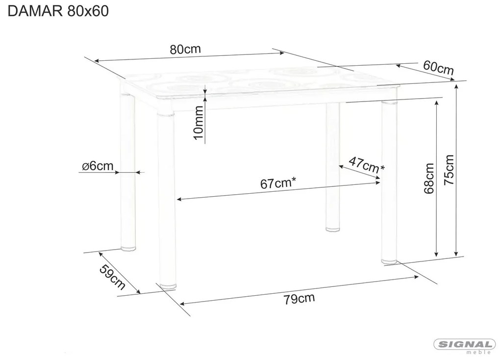 Skleněný jídelní stůl Damar 80 cm černý