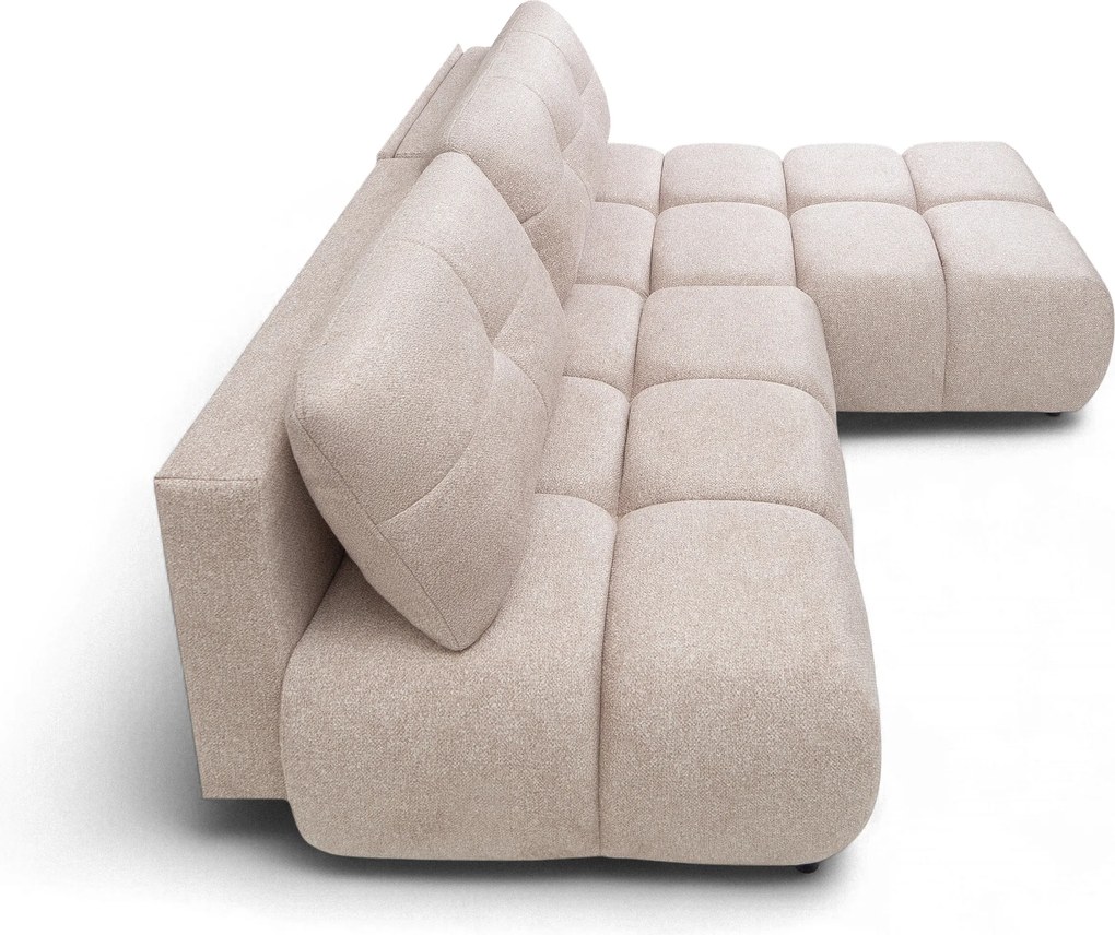 Rohová sedačka Lerio pravá s funkciou spania - svetlo béžová hydrofóbna tkanina Blur 02