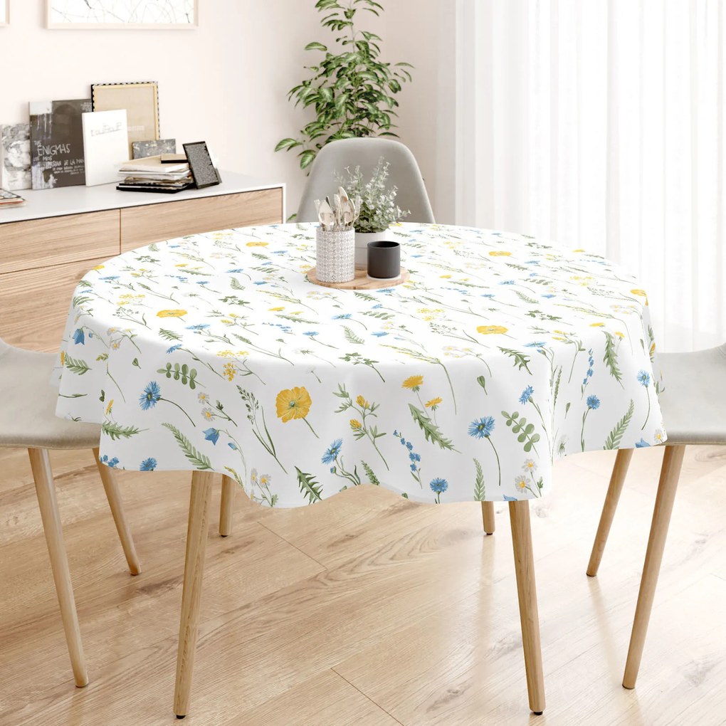 Goldea okrúhly obrus 100% bavlnené plátno - slovenská lúka Ø 120 cm